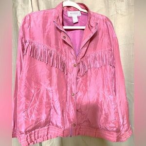 Vintage Pink Button Down Fringe Jacket - perfect for festivals and concerts!! 💕